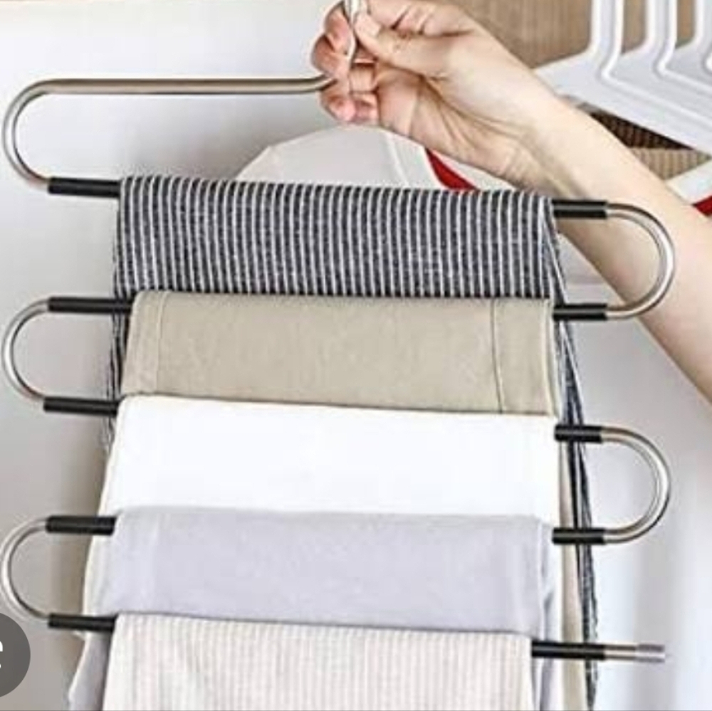 Set 4 Stainless Steel Pants‎ Clothes Hangers Space Saver
